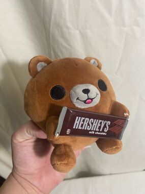 Plush Bear Holding Hershey's Milk Chocolate Bar - Brown